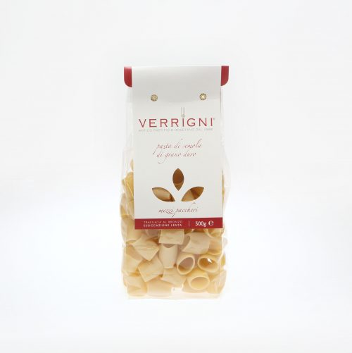 PASTA VERRIGNI MEZZI PACCHERI GR.500 TRAFILATI IN BRONZO